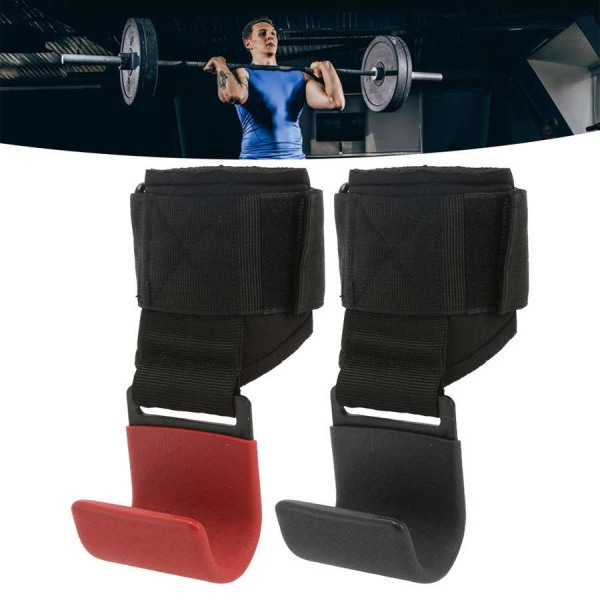 Tyngdlyftskrok Handgrepp Stålkrok Heavy Duty Lifting Grip Anti Slip Pull-ups Krokar Power Lifting Handskar för gym 1pc black