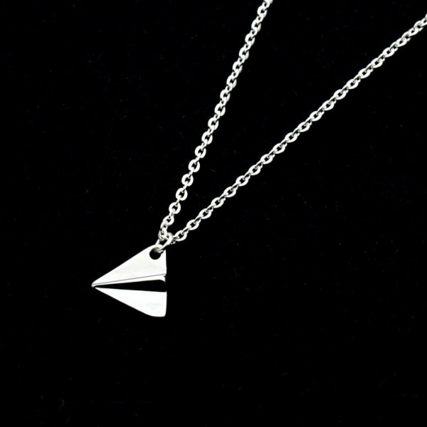 Minimalistisk Origami Plane Halsband Kvinnor Rostfritt Stål Ketting Barndom Papper Flygplan Flygplan Choker Halsband Barnsmycken Silver Plated