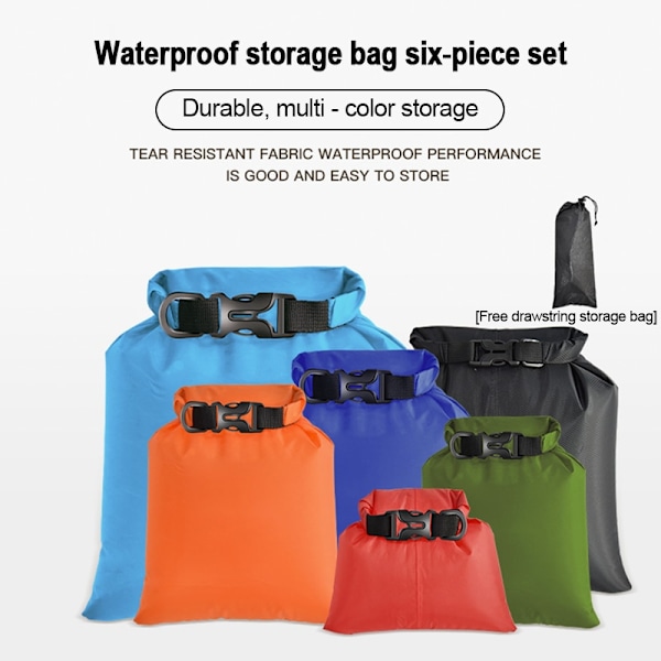 3/6 st set utomhus vattentät väska torrsäck Vattentät torr ryggsäck förvaringspåse för drivande båtliv Flytande kajakpaddling Beach 3pcs set C