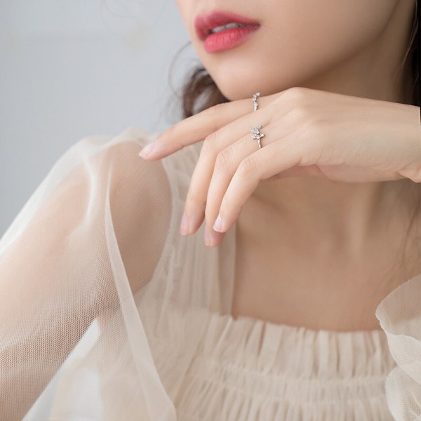 Koreanskt mode Silverfärgad stjärntecken Ringar för kvinnor Glänsande kristall Zirkon Öppningsring 12 Constellation Smycken Födelsedagspresent Sagittarius