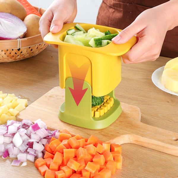 Multifunktionell Grönsakshackare Pommes Frites Skärare Hushållshand Tryck Lök Tärning Gurka Potatisskivare Köksredskap Yellow
