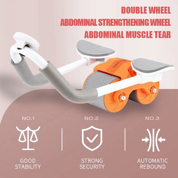 Automatic Rebound AB Rullhjulsträning med armbågsstöd Fitness för att stärka kärnmusklerna orange with Timer