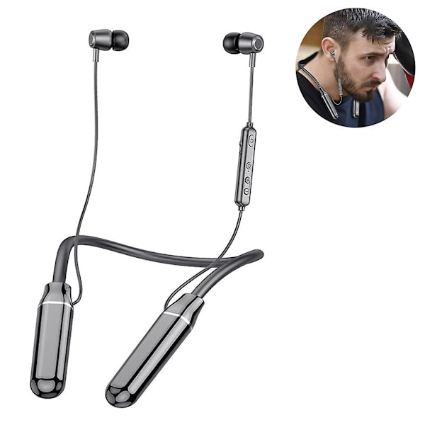 Bluetooth hörlurar Nackband, inbyggd brusreducerande mikrofon, trådlöst Nackband Headset För Sport Stereo För Android Vattentätt Black