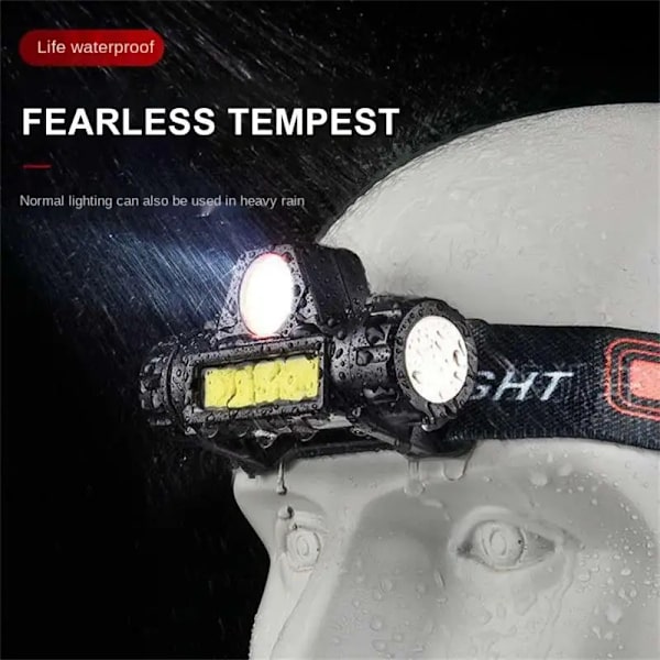 Head Ficklampa Front Led Uppladdningsbara Head Lamps Cob Pannlampa 18650 Head Lantern Vattentät för camping utomhus fiske Only 1pc 150m Strong Light