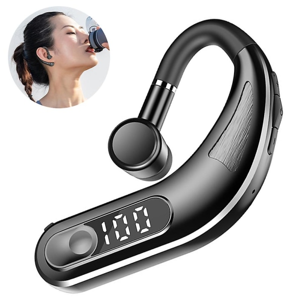 Bluetooth Headset, Single Ear Bluetooth 5.2 Headset med brusreducerande mikrofon Handsfree Mobiltelefoner Öronsnäcka Vattentäta Bluetooth -hörlurar för Iphon black
