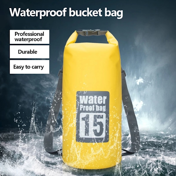 PVC Vattentät Torrväska 5L/10L/15L/20L/30L Utomhusdykning Vikbar förvaring Strandsimväska Rafting River Ocean Ryggsäck 10L Yellow