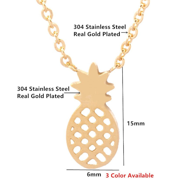 Tropical Mini Pineapple Hänge Halsband Dam Flicka Smycken Rostfritt stål Ketting Ananas Krage Mujer Bff Presenter Rose Gold Color