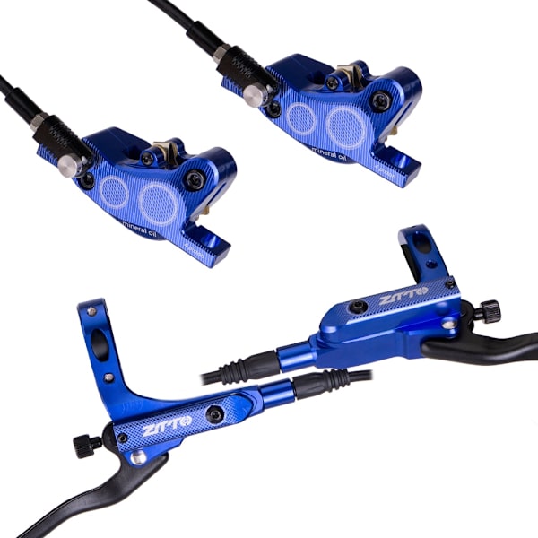 ZTTO MTB Hydrauliska bromsar 4 kolv bromsok M840 Bromsbelägg Skiva 160mm Set Cykelkomponenter Blue-A