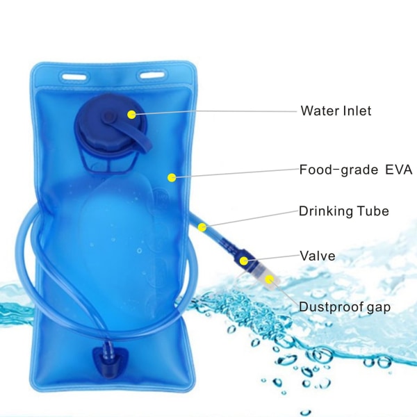 EVA Folding 2L Hydration Vattenblåsa Vattenpåse med dricksrör Blåsläckagesäkert utomhustillbehör HTSD005