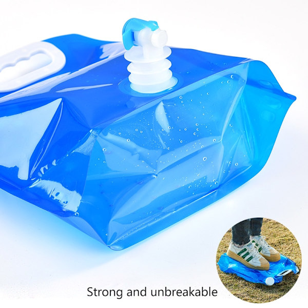 5/10L Bärbar Camping Vattenpåse Vikbar Stor vattenbehållare Utomhus 10 liters vattenpåsar Hopfällbar vattenförvaringshink 10L Transparent
