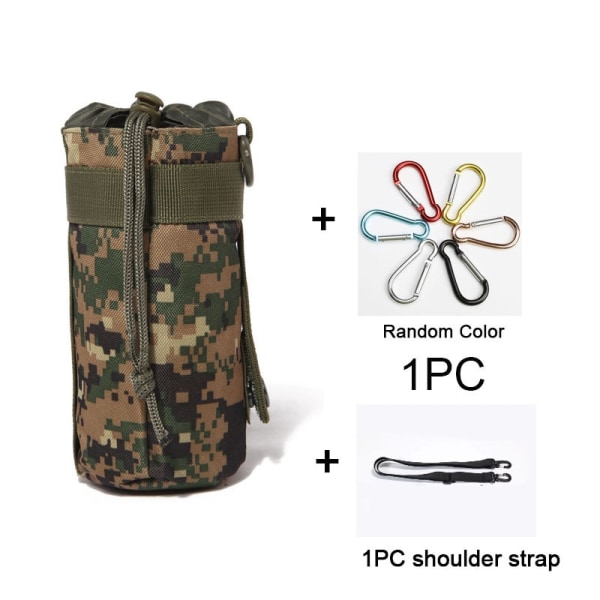 Tactical Molle Vattenflaskväska Militär Utomhuscamping Vandring Dragsko Vattenflaskhållare Multifunktionsflaskpåse Jungl with strap