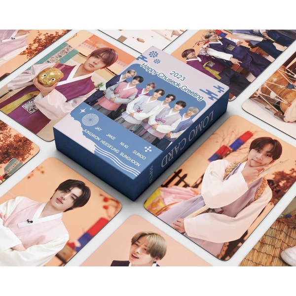 55 st ENHYPEN Happy Chuseok Greeting 2023 New Album ENHYPEN Merch Mini Photocards Present för fans