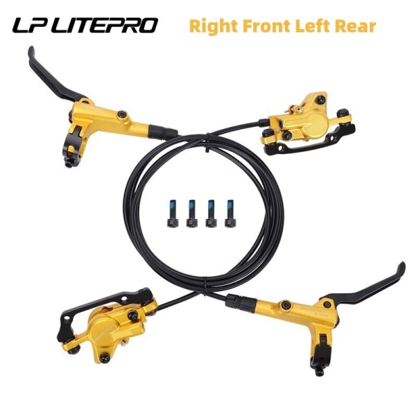 Litepro Cykelbromsar Set BMX Hydrauliska bromsar Skivbromsar för hopfällbara cykeltryck Bromsok Kolv 800MM/1600MM Med Rotor 160MM LP A Set Gold