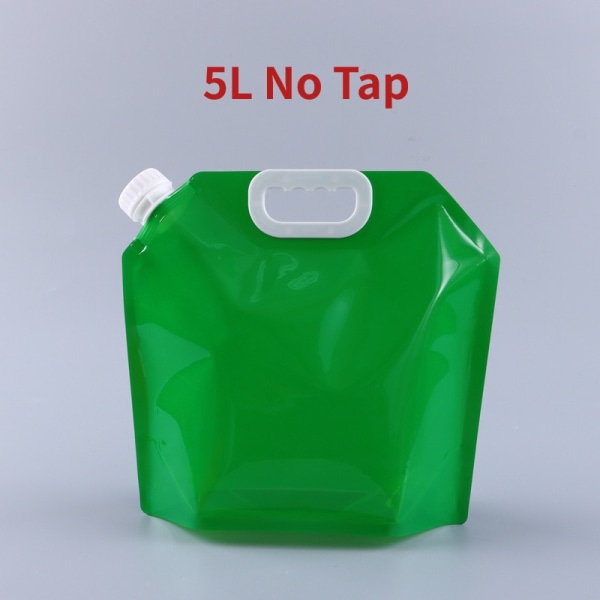 5L 10L hopfällbar vattenpåse PE smaklös säkerhetsförsegling Bärbar dricksvattenbehållare Överlevnadsförvaringspåse för campingvandring BBQ 5L Green No Tap