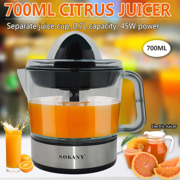 Handsfree elektrisk citrusjuicer apelsinpressare citronextraktor Plast Automatisk juicepress för färsk frukt juicepress Electric Squeezer EU Plug  220 V
