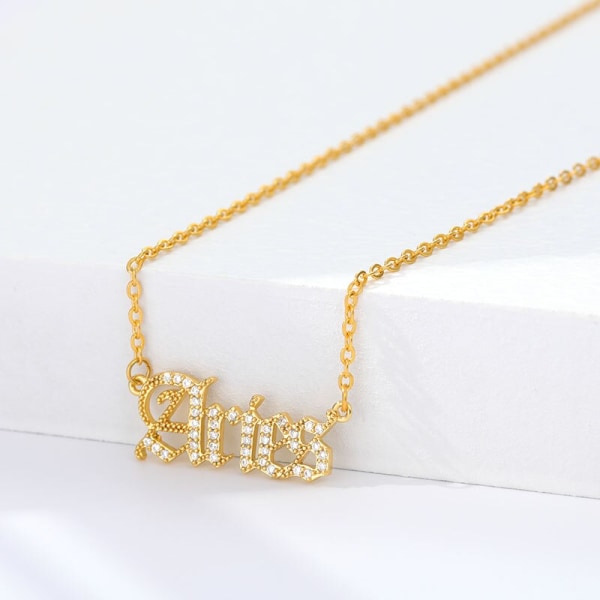 Cubic Zirconia Constellation Halsband Horoskop Je Aquarius Gold/color