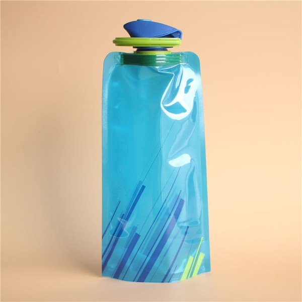 700 ml Bärbar Ultralätt hopfällbar vattenpåse Mjuk kolvflaska Utomhussport Vandring Camping Vattenväska Camping Vattenhink Blue