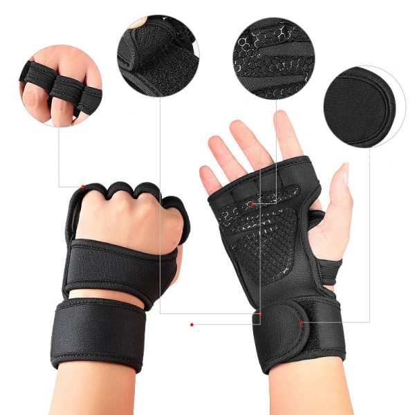 Tyngdlyftande hantelhandskar för män Kvinnor Gym F Style 3 Black L