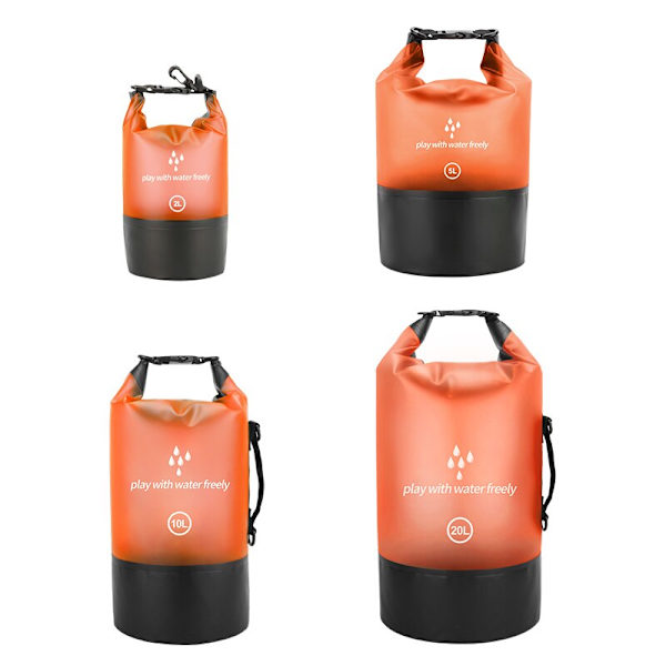 PVC Vattentät Väska 5L 10L 20L Utomhusbadväska Dykning Kompressionsförvaring Torrväska För Man Kvinnor Kajakryggsäck Orange 10L