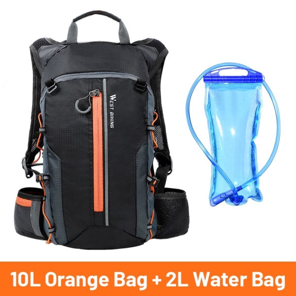 WEST BIKING 10L Andningsbar cykelryggsäck Vattentät Ultralätt hopfällbar cykelväska Utomhusklättring Resor Vandring Cykelväska 10L Orange Water Bag