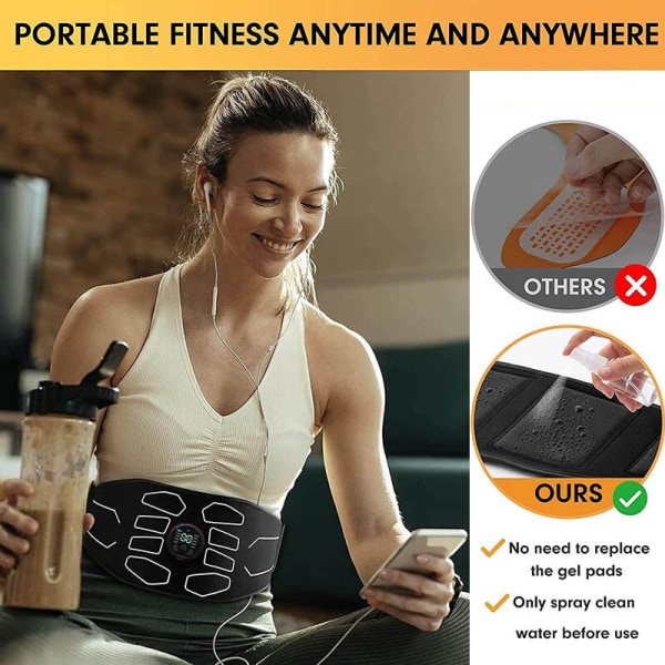 Elektronisk EMS Muskelstimulator Bälte för toning för män Kvinnor Muscle Toner Ab Träningsenhet Sport Hemmakontor Fitness One Sets