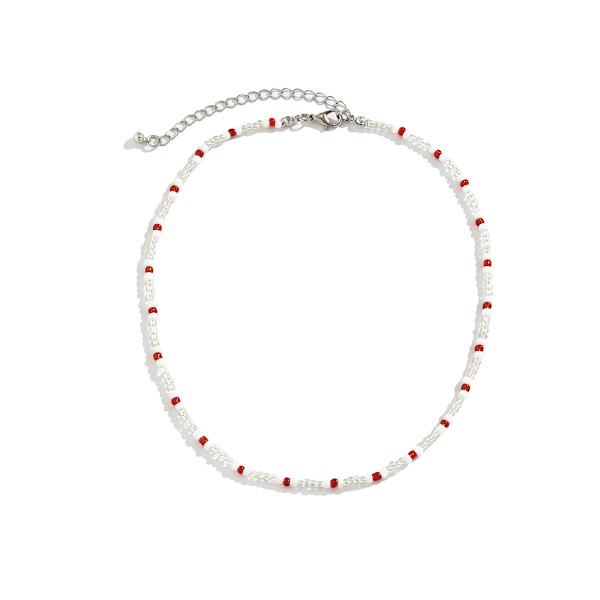 Prydnad Enkel personlighet Färgglada risformade pärlor Strängade pärlor Halsband Dam Jul All-Match Sweet Cool Single-Layer Halsband Model 5 White K 5385