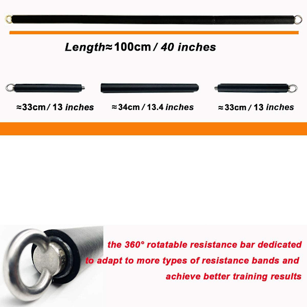 Träningsbar Fitness Motståndsband Set Pilates Yoga Pull Rope Träningsträning Expander Gymutrustning för hemkroppsbyggande bar and 300lbs-12pcs