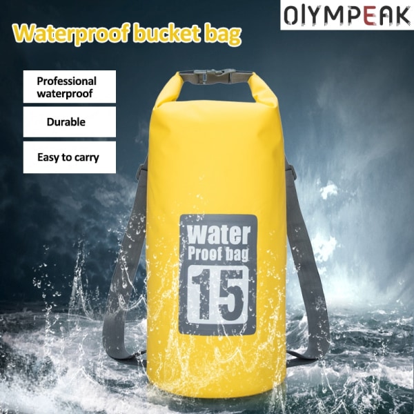 5L/15/30L utomhus PVC Vattentät Torr Ryggsäck Vatten Flytväska Roll Top Säck för kajakpaddling Forsränning Båtvandring River Trekking 20L  Light Blue