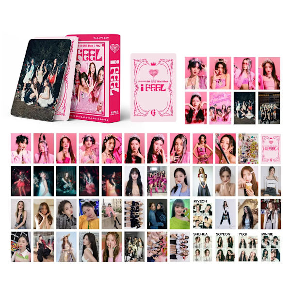 55st/kartong Kpop GIDLE Nytt album JAG KÄNNER fotokort I am FREE-TY lomo-kort IVE Vann Young MÖRKBLODS-fotokort 04