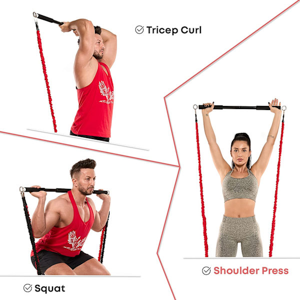 Träningsbar Fitness Motståndsband Set Pilates Yoga Pull Rope Träningsträning Expander Gymutrustning för hemkroppsbyggande only Bar-1pcs