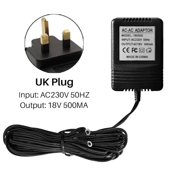 18V AC- power 220V-240V Transformatorladdare för Wifi Trådlös videodörrklocka IP-kamera Videointercomring UK Plug