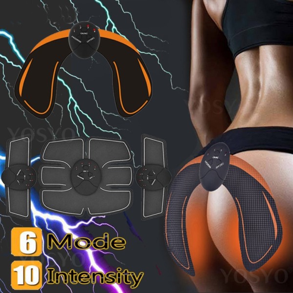 EMS Muscle Stimulator Trainer Smart Fitness Magträning Elektrisk kroppsviktminskning bantning Device 6Pack3IN1-Hip