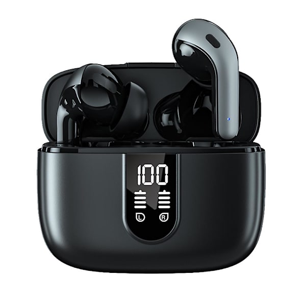 Bluetooth hörlurar True Wireless Earbuds Led Power Display-hörlurar med trådlöst case In-ear-hörlurar med mikrofon Black