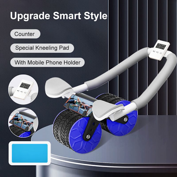 Ab Roller Wheel Automatisk Rebound Med Armbågsstöd Blue with timer