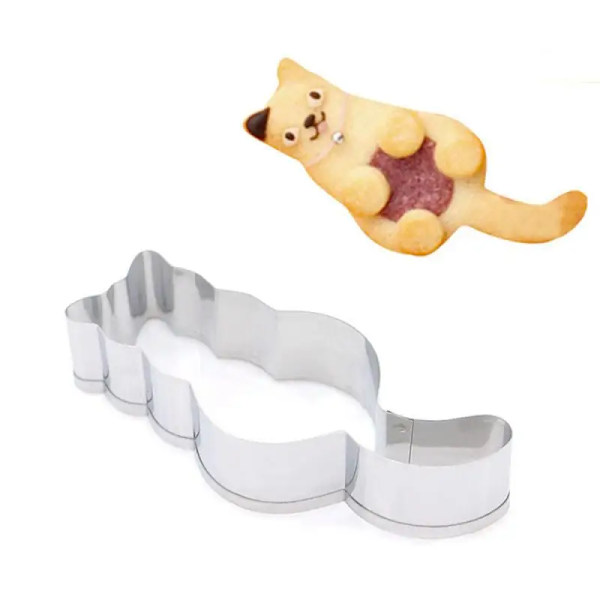Kakformar Formar Rostfritt stål Söt djur Katt Fisk Form Form DIY Fondant Bakverk Dekorera Bakning Köksredskap Cat 01