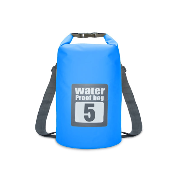 PVC Vattentät Torrväska 5L/10L/15L/20L/30L Utomhusdykning Vikbar förvaring Strandsimväska Rafting River Ocean Ryggsäck 5L Sky Blue