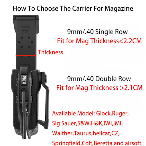 Uppgradera IWB OWB universal tidskriftsväska Hölster Mag-hållare för Glock S&W Sig H&K IWI Taurus hellcat Walther 9mm .40 .45 Pistol Scorpion Carrier