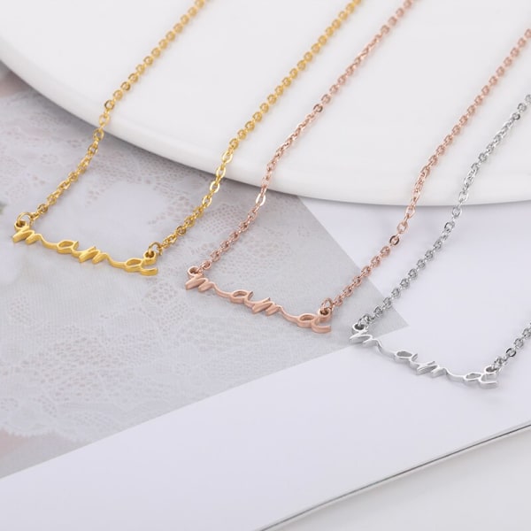 Mors dag liten bokstav mama hänge halsband Fo Silver N02697