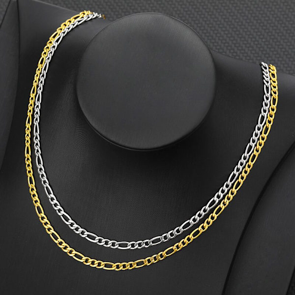 2022 Mode Klassiskt Figaro Kedja Halsband Kvinnor Rostfritt Stål Lång Kedje Halsband Män Smycken Bästa Vänner Gåvor 50cm Platinum Plated