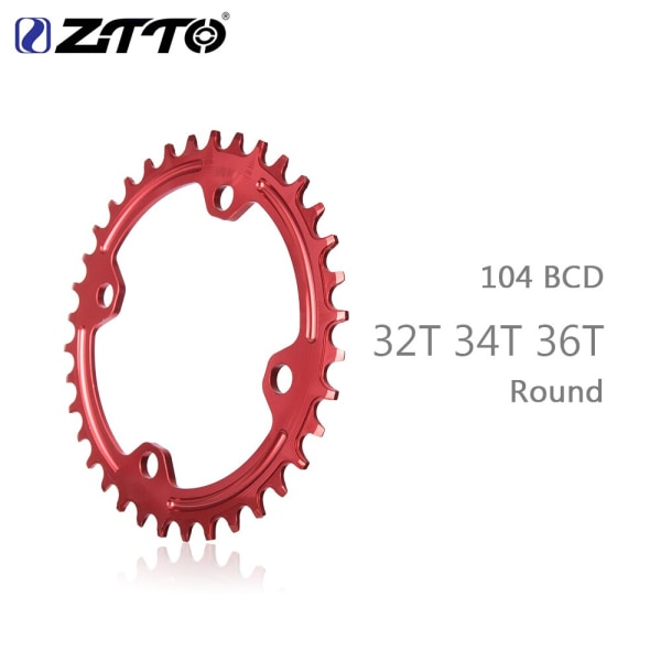 ZTTO MTB-cykel smal bred kedjekrans Enkelhastighet 104 BCD 32/34/36T Med kedjeringbult M8*5L/7L Kedjehjulsskruvar för vevsats Black Black 32T