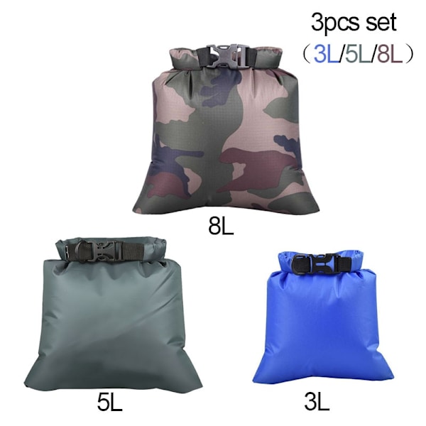 3/6 st set utomhus vattentät väska torrsäck Vattentät torr ryggsäck förvaringspåse för drivande båtliv Flytande kajakpaddling Beach 3pcs set A
