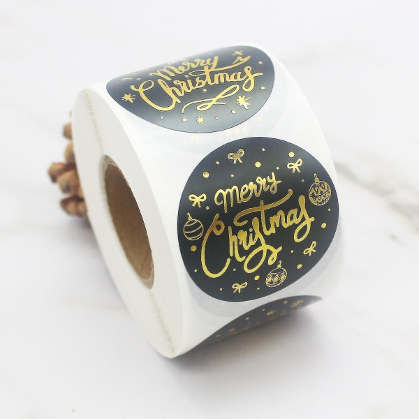 500st Svart Varmstämpling God Jul Wishes Roll Paper Sticker