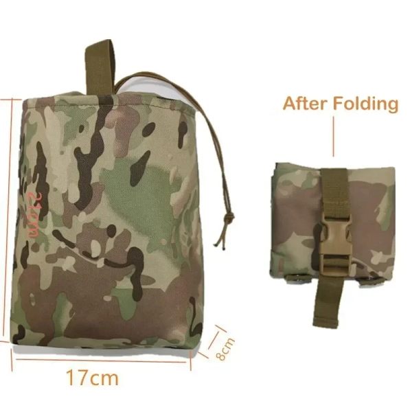 Folding Molle Tactical Magazine Dump Drop Pouch Hunting Airsoft Ammo EDC Tool Bag Foldable Utility Recovery Mag Pack CP