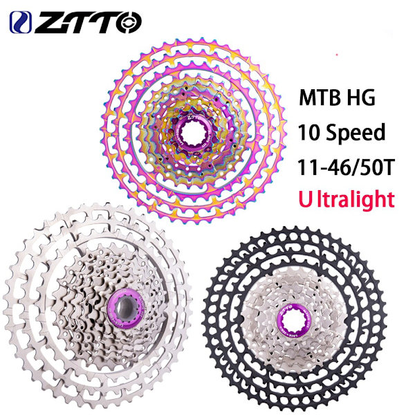 ZTTO Ultralight 10 Speed ​​Shift Set MTB Bike 32/34/36T Kedjehjul Vevsats 11-46/50T Cassette Groupset 1X10 Bakväxel del 10S 46T Rainbow 170mm