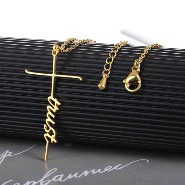 Religiösa smycken Jesus Cross halsband för kvinnor grateful