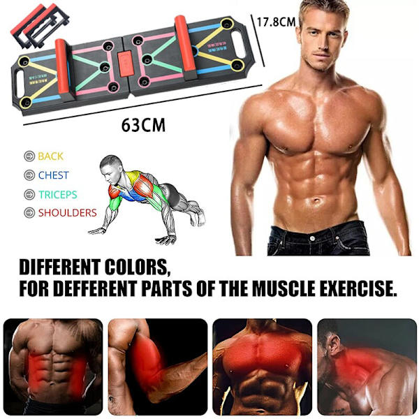 Multifunktions Push Up Board Vikbar 9 In 1 Push Up Stand Träningsbräda Push Up Rack Fitness för hemmagym Auburn