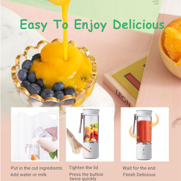 400ML Mini Juicers Bärbar elektrisk Juicer Blender USB Fruktblandare Frukt Mat Milkshake Multifunktion Mat Blender white
