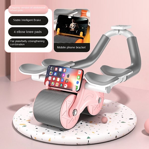 Ab Roller Wheel Automatisk Rebound Abdominal Wheel Pink/Timer
