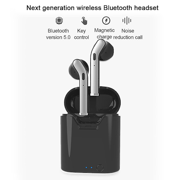 Bluetooth 5.0 Wireless Earbuds, Tws Wireless Earbud Hörlurar In-ear hörlurar med case, Headset Inbyggd mikrofon för mobiltelefon/körning black