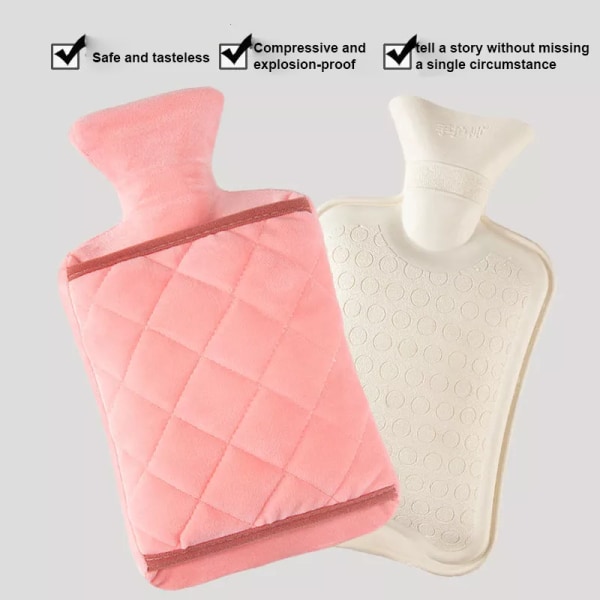 2000 ml varmvattenpåse av gummi Handvärmeflaskor W Only Pink Cloth